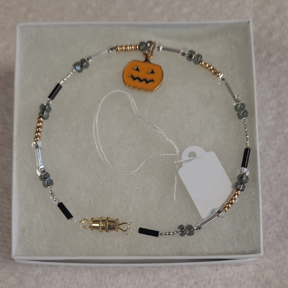 Pumpkin Charm Beaded Ankle  Bracelet